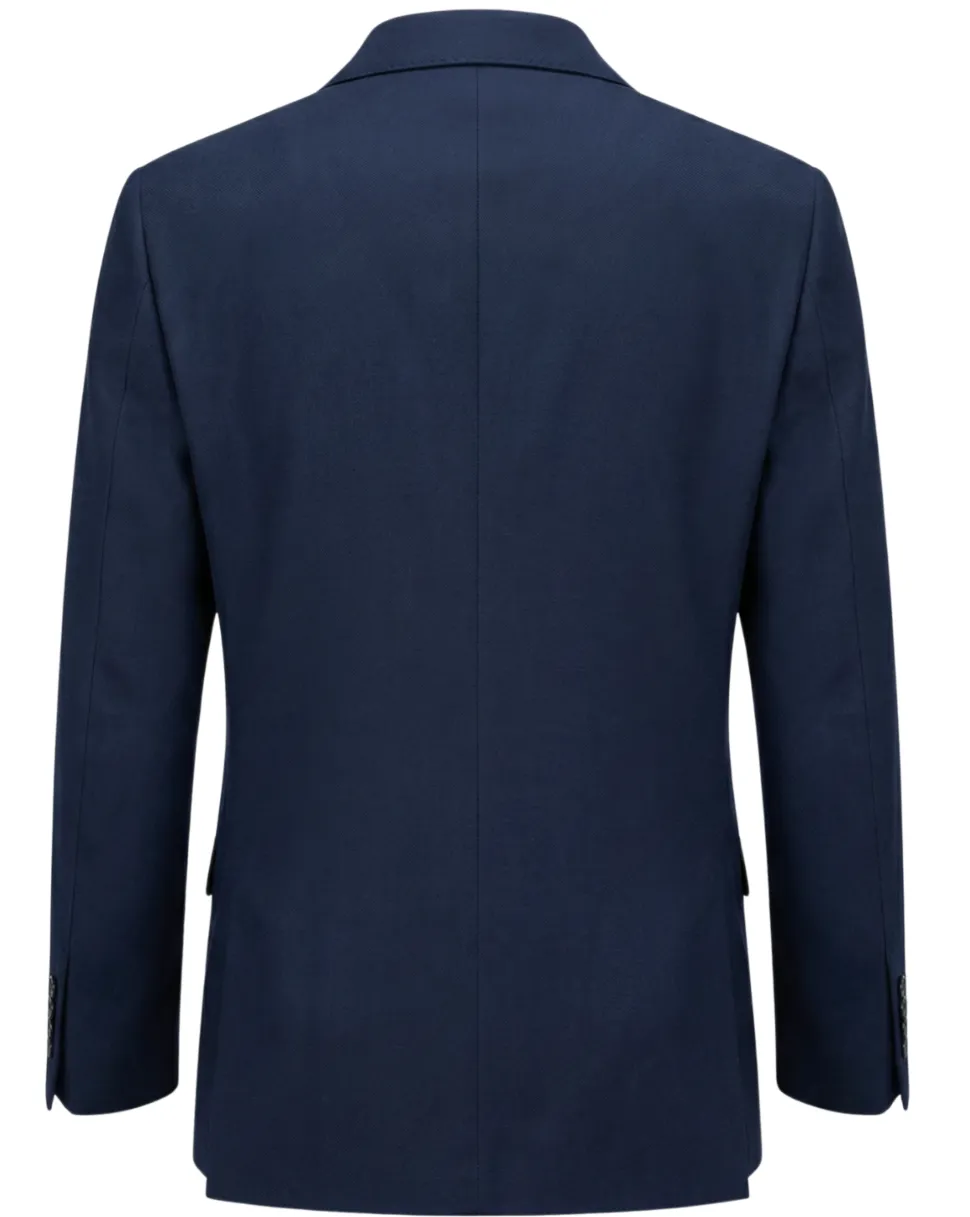 Sartoria Mazara Mens Navy Blue Weave Classic Fit 100% Wool Blazer Sportcoat