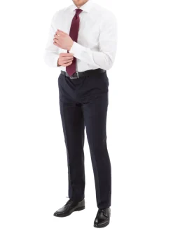 Sartoria Mazara Mens Navy Blue Textured Slim Fit Wool Blend 2 Piece Suit