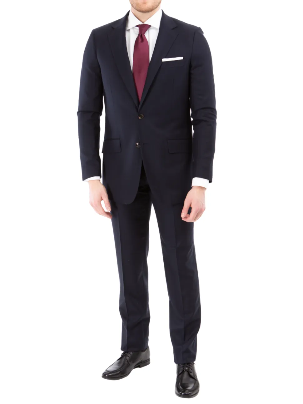 Sartoria Mazara Mens Navy Blue Textured Slim Fit Wool Blend 2 Piece Suit