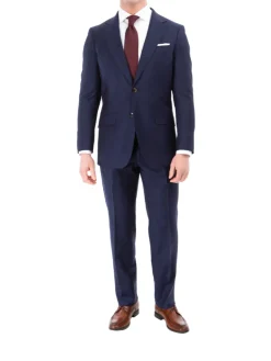 Sartoria Mazara Mens Navy Blue Slim Fit Wool Silk 2 Piece Suit
