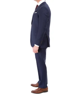 Sartoria Mazara Mens Navy Blue Slim Fit Wool Silk 2 Piece Suit