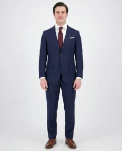 Sartoria Mazara Mens Navy Blue Slim Fit Wool Silk 2 Piece Suit