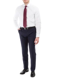 Sartoria Mazara Mens Navy Blue Textured Slim Fit Wool Silk 2 Piece Suit