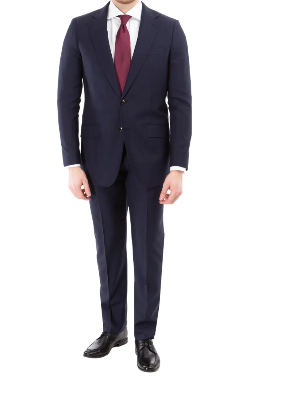 Sartoria Mazara Mens Navy Blue Textured Slim Fit Wool Silk 2 Piece Suit