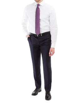 Sartoria Mazara Mens Navy Blue Striped Slim Fit Wool Silk 2 Piece Suit
