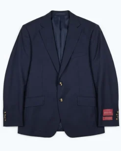 Sartoria Mazara Mens Navy Blue Textured Classic Fit Wool Silk Blend 2 Piece Suit