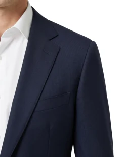Sartoria Mazara Mens Navy Blue Textured Classic Fit Wool Silk Blend 2 Piece Suit