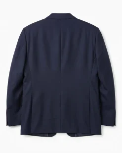 Sartoria Mazara Mens Navy Blue Textured Classic Fit Wool Silk Blend 2 Piece Suit
