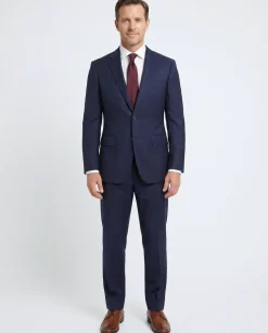 Sartoria Mazara Mens Navy Blue Classic Fit Wool Silk 2 Piece Suit