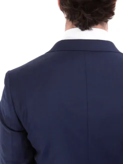 Sartoria Mazara Mens Navy Blue Classic Fit Wool Silk 2 Piece Suit