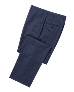 Sartoria Mazara Mens Navy Blue Plaid Classic Fit Wool Blend 2 Piece Suit
