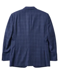 Sartoria Mazara Mens Navy Blue Plaid Classic Fit Wool Blend 2 Piece Suit