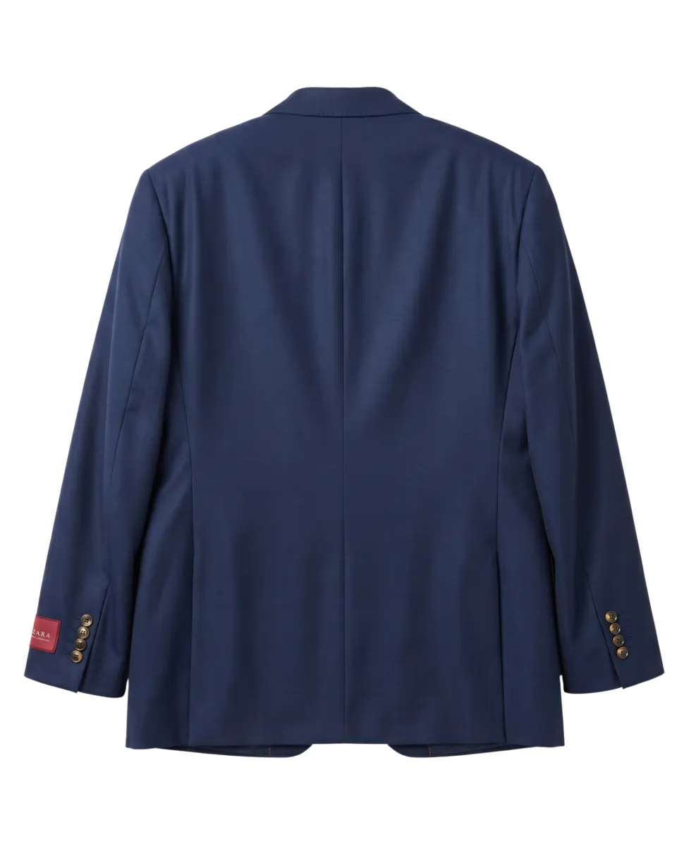 Sartoria Mazara Mens Navy Classic Fit Peak Lapel Wool 2-Button Suit
