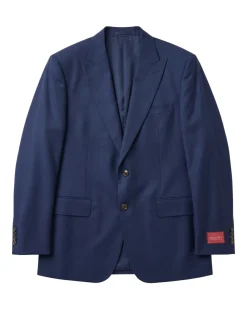 Sartoria Mazara Mens Navy Classic Fit Peak Lapel Wool 2-Button Suit