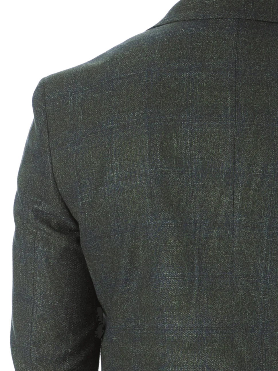 Sartoria Mazara Mens Slim Fit Green With Blue Check Two Button Stretch Blazer Sportcoat