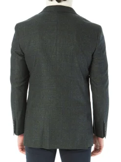 Sartoria Mazara Mens Slim Fit Green With Blue Check Two Button Stretch Blazer Sportcoat