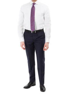 Sartoria Mazara Mens Slim Fit Navy Blue Mini Check 100% Wool 2 Piece Suit