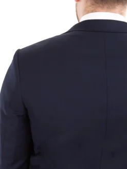 Sartoria Mazara Mens Slim Fit Navy Blue Mini Check 100% Wool 2 Piece Suit