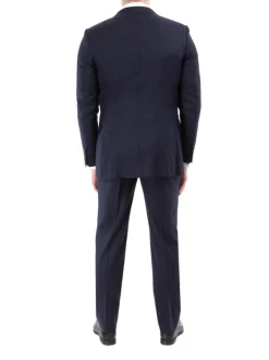 Sartoria Mazara Mens Slim Fit Navy Blue Mini Check 100% Wool 2 Piece Suit