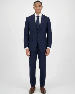 Sartoria Mazara Mens Slim Fit Blue Plaid 100% Wool 2 Piece Suit