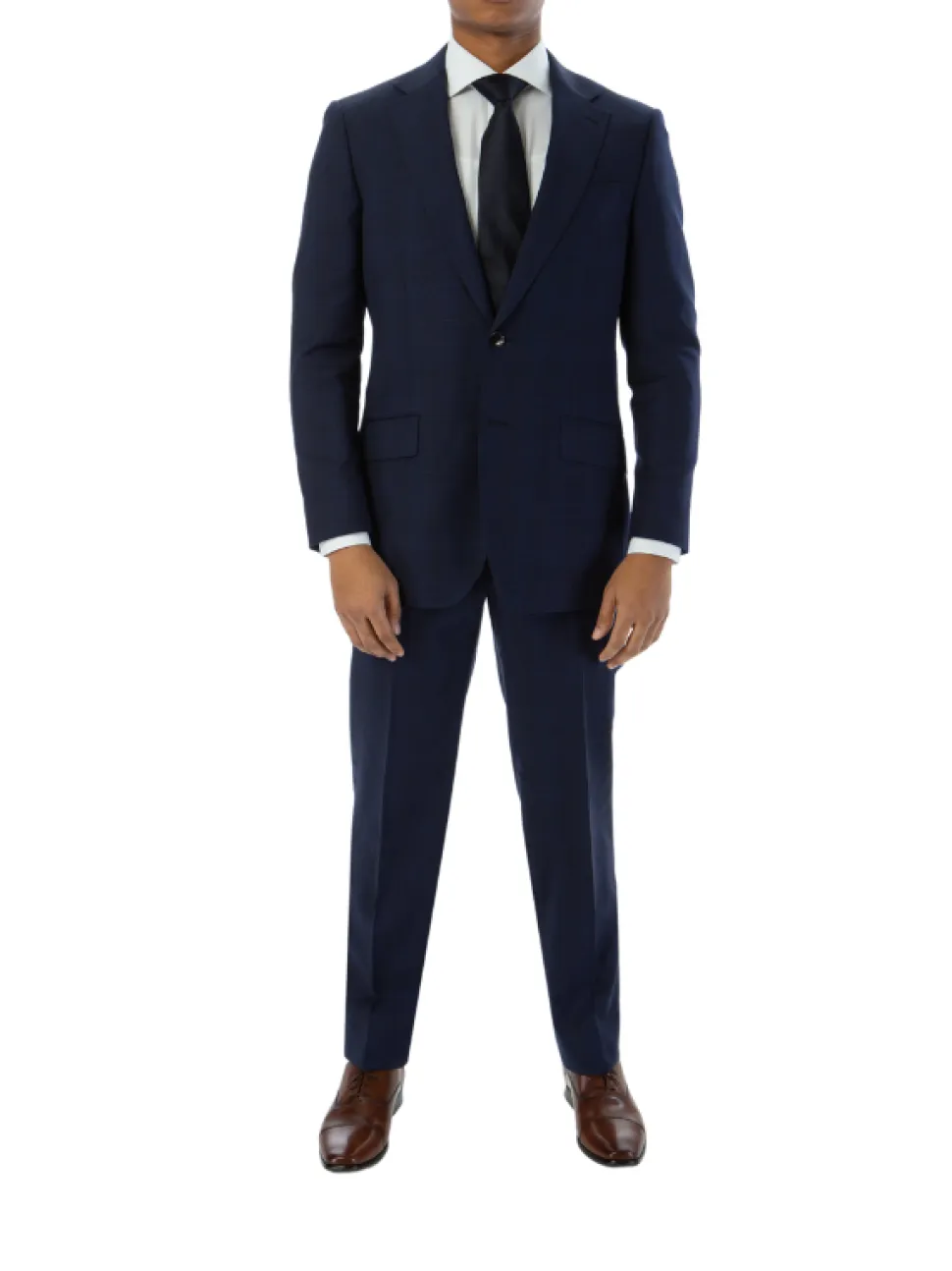 Sartoria Mazara Mens Slim Fit Blue Plaid 100% Wool 2 Piece Suit