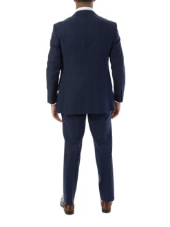 Sartoria Mazara Mens Slim Fit Blue Plaid 100% Wool 2 Piece Suit