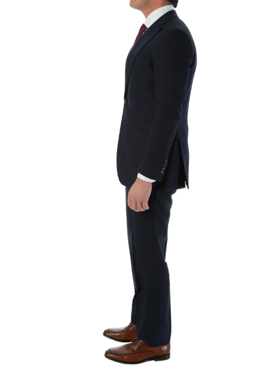 Sartoria Mazara Mens Slim Fit Navy Blue & Brown Check 100% Wool 2 Piece Suit