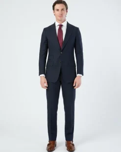 Sartoria Mazara Mens Slim Fit Navy Blue & Brown Check 100% Wool 2 Piece Suit
