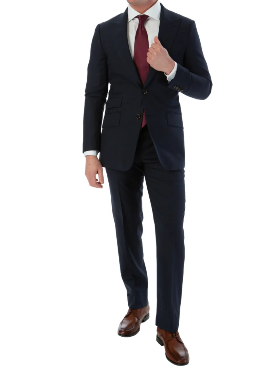 Sartoria Mazara Mens Slim Fit Navy Blue & Brown Check 100% Wool 2 Piece Suit