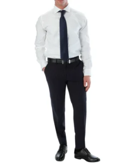 Sartoria Mazara Mens Slim Fit Navy Blue & Gray Pinstriped 100% Wool Suit With Peak Lapels