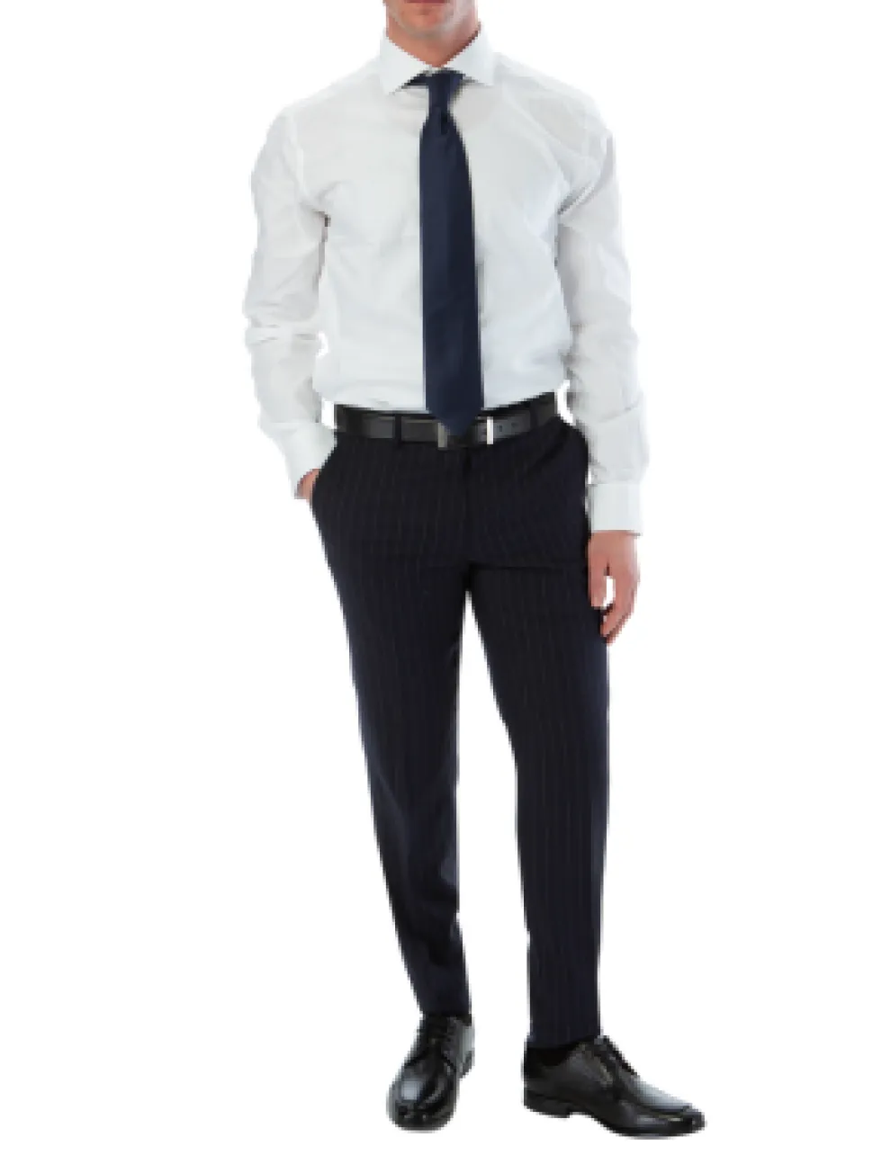 Sartoria Mazara Mens Slim Fit Navy Blue & Gray Pinstriped 100% Wool Suit With Peak Lapels