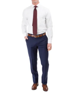 Sartoria Mazara Mens Slim Fit Navy Blue Plaid 100% Wool 2 Piece Suit