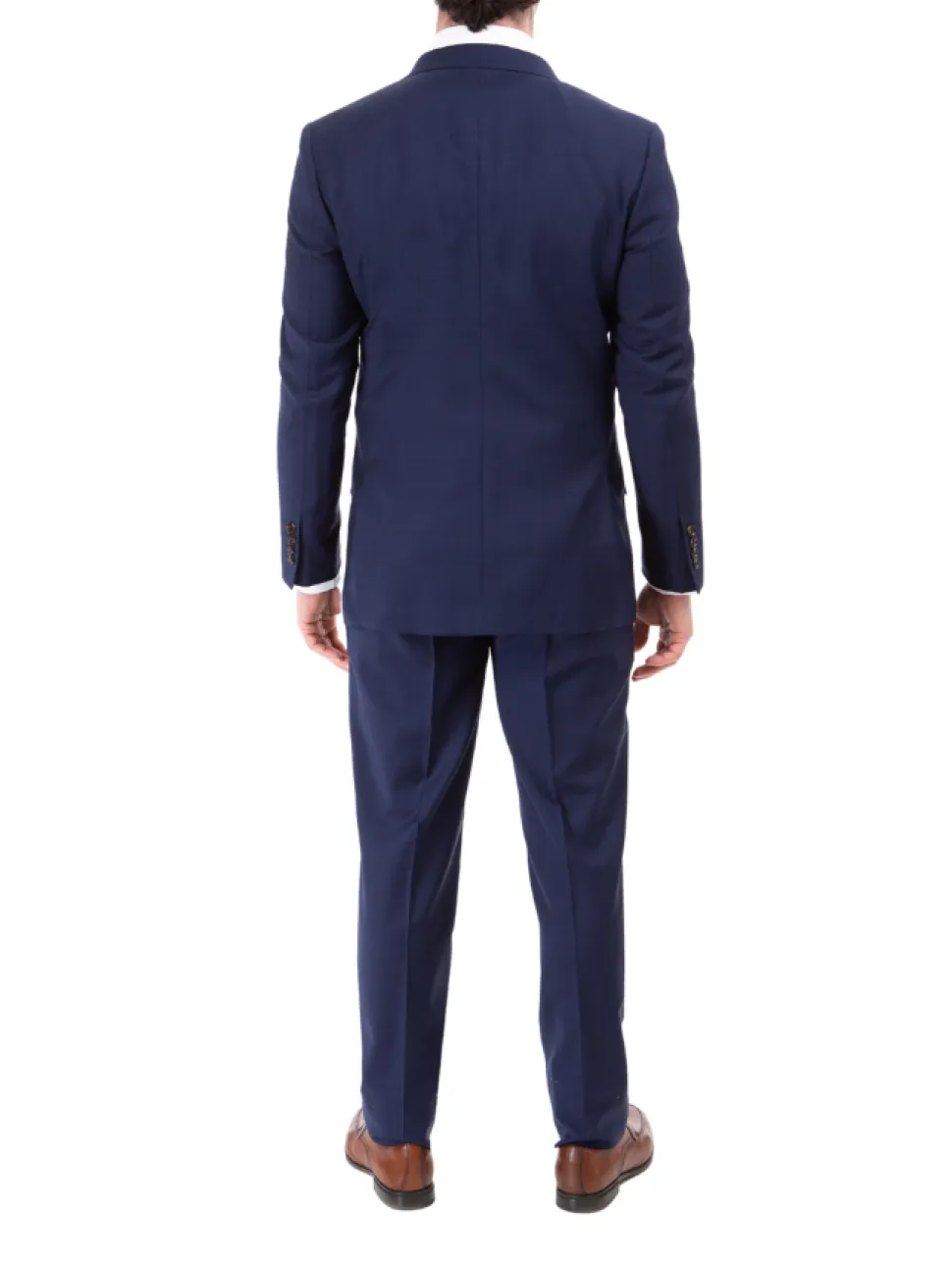 Sartoria Mazara Mens Slim Fit Navy Blue Plaid 100% Wool 2 Piece Suit