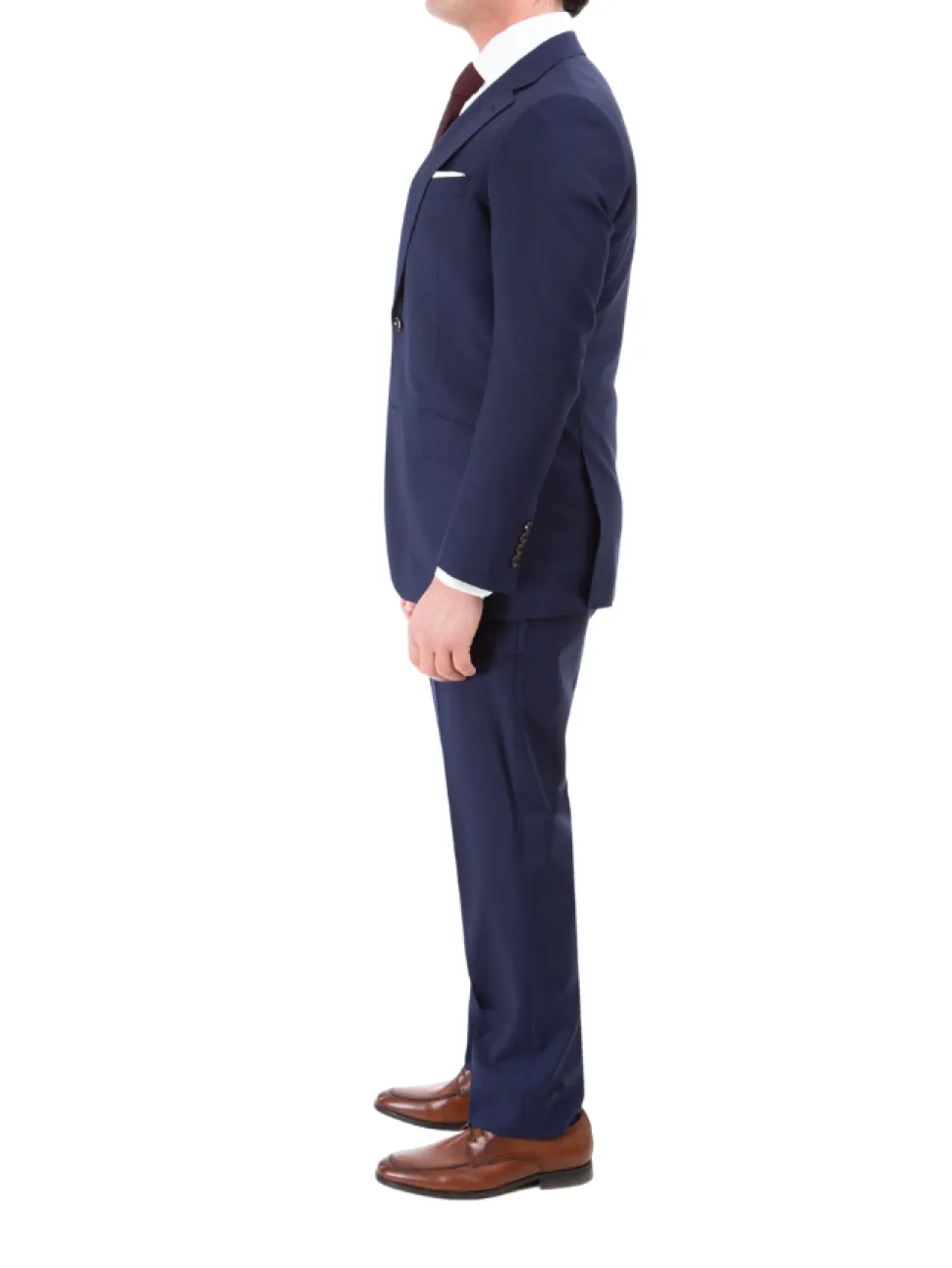 Sartoria Mazara Mens Slim Fit Navy Blue Plaid 100% Wool 2 Piece Suit