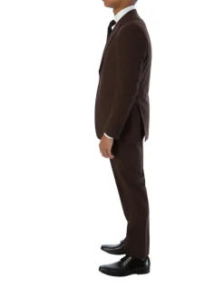 Sartoria Mazara Mens Slim Fit Solid Brown 100% Wool 2 Piece Suit