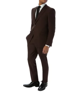 Sartoria Mazara Mens Slim Fit Solid Brown 100% Wool 2 Piece Suit