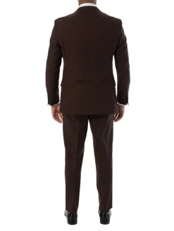 Sartoria Mazara Mens Slim Fit Solid Brown 100% Wool 2 Piece Suit