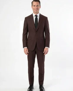 Sartoria Mazara Mens Slim Fit Solid Brown 100% Wool 2 Piece Suit