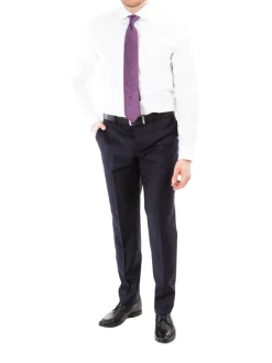 Sartoria Mazara Mens Solid Navy Blue Classic Fit Wool Cashmere 2 Button suit