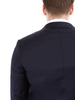 Sartoria Mazara Mens Solid Navy Blue Classic Fit Wool Cashmere 2 Button suit