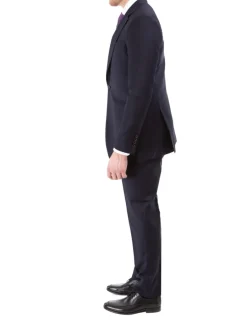 Sartoria Mazara Mens Solid Navy Blue Classic Fit Wool Cashmere 2 Button suit