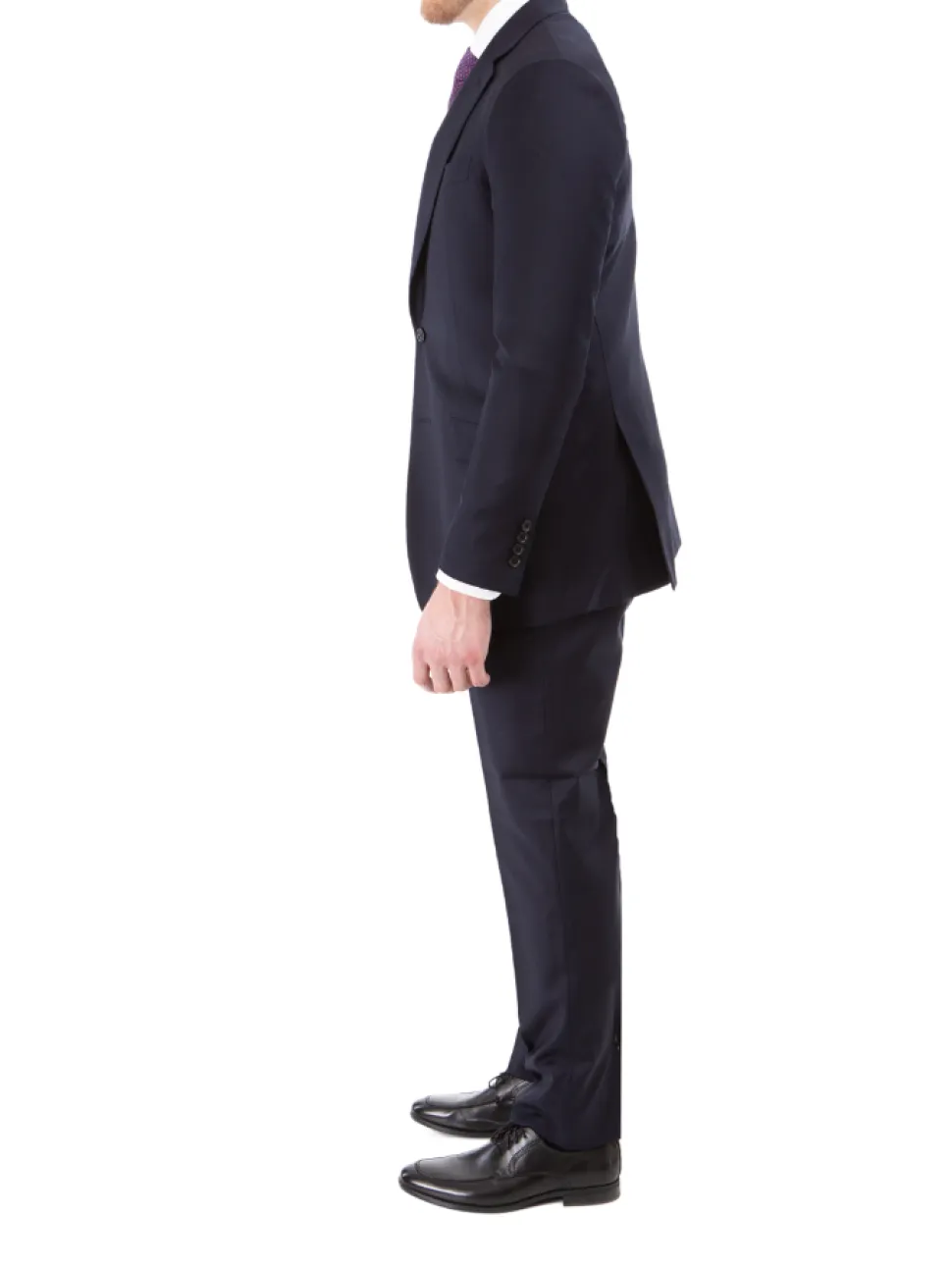 Sartoria Mazara Mens Solid Navy Blue Classic Fit Wool Cashmere 2 Button suit