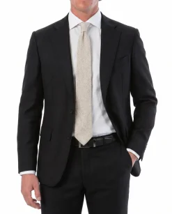 Sartoria Mazara Micro-Textured Black Classic Fit Notch Lapel Wool 2-Button Suit