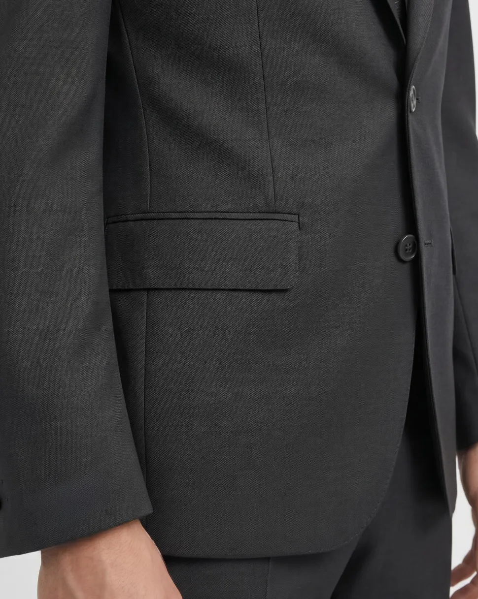 Sartoria Mazara Micro-Textured Black Classic Fit Notch Lapel Wool 2-Button Suit