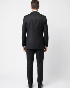 Sartoria Mazara Micro Textured Weave Black Classic Fit Notch Lapel 2-Button Wool Suit