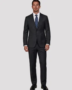Sartoria Mazara Micro Textured Weave Black Classic Fit Notch Lapel 2-Button Wool Suit
