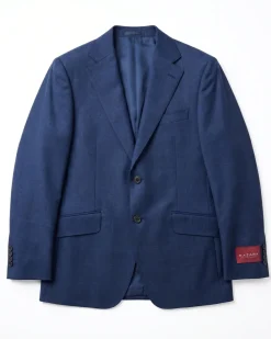 Sartoria Mazara Navy Blue Plaid Slim Fit Notch Lapel 2-Button Wool Suit