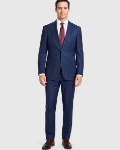 Sartoria Mazara Navy Blue Plaid Classic Fit Notch Lapel 2-Button Wool Suit