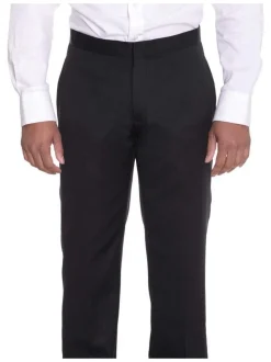 Sartoria Mazara Solid Black Classic Fit Notch Lapels Wool 2-Button Tuxedo Suit