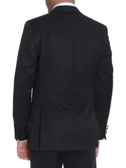 Sartoria Mazara Solid Black Classic Fit Notch Lapels Wool 2-Button Tuxedo Suit